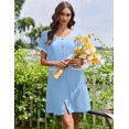 thumbnail image 5 of Ekouaer Nightgowns for Women Bamboo Viscose Button Down Sleep Shirts Short Sleeve Nightshirts House Dress with Pockets, 5 of 6