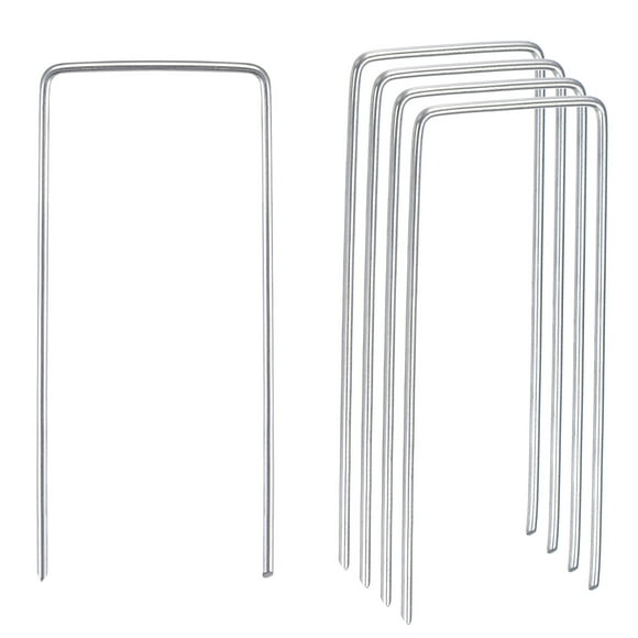 Unique Bargains 4' U Shape Garden Landscape Staples Galvanized Silver Tone (20 Pack)