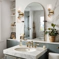 thumbnail image 5 of Antique Bronze Double Sconce with Ribbed Glass Shades and Bell-Shaped Design for Durable Indoor Lighting Double Sconce Ribbed Glass Shades , Bathroom Sconce , Wall Lights for Bedroom, 5 of 11