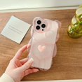 thumbnail image 2 of Compatible with iPhone 14 Pro Max Clear Case Cute Cartoon Bear for Women Girls Girly Kawaii Case 3D Heart Design Camera Lens Protective Soft Slim TPU Shockproof Cover for iPhone 14 Pro Max, 2 of 9