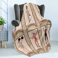 thumbnail image 4 of Circus Soft Flannel Fleece Throw Blanket, Vintage Circus Characters Acrobat Bearded Lady Gymnast Strong Man Harlequin Mime, Cozy Plush for Indoor and Outdoor Use, 50" x 70", Pink Beige, by Ambesonne, 4 of 5