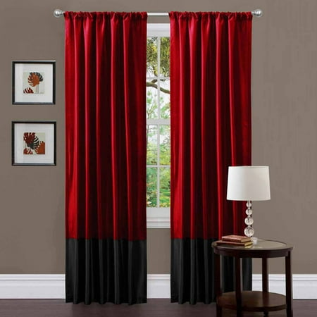 Milione Fiori Red Black Window Curtains Pair Walmart Com