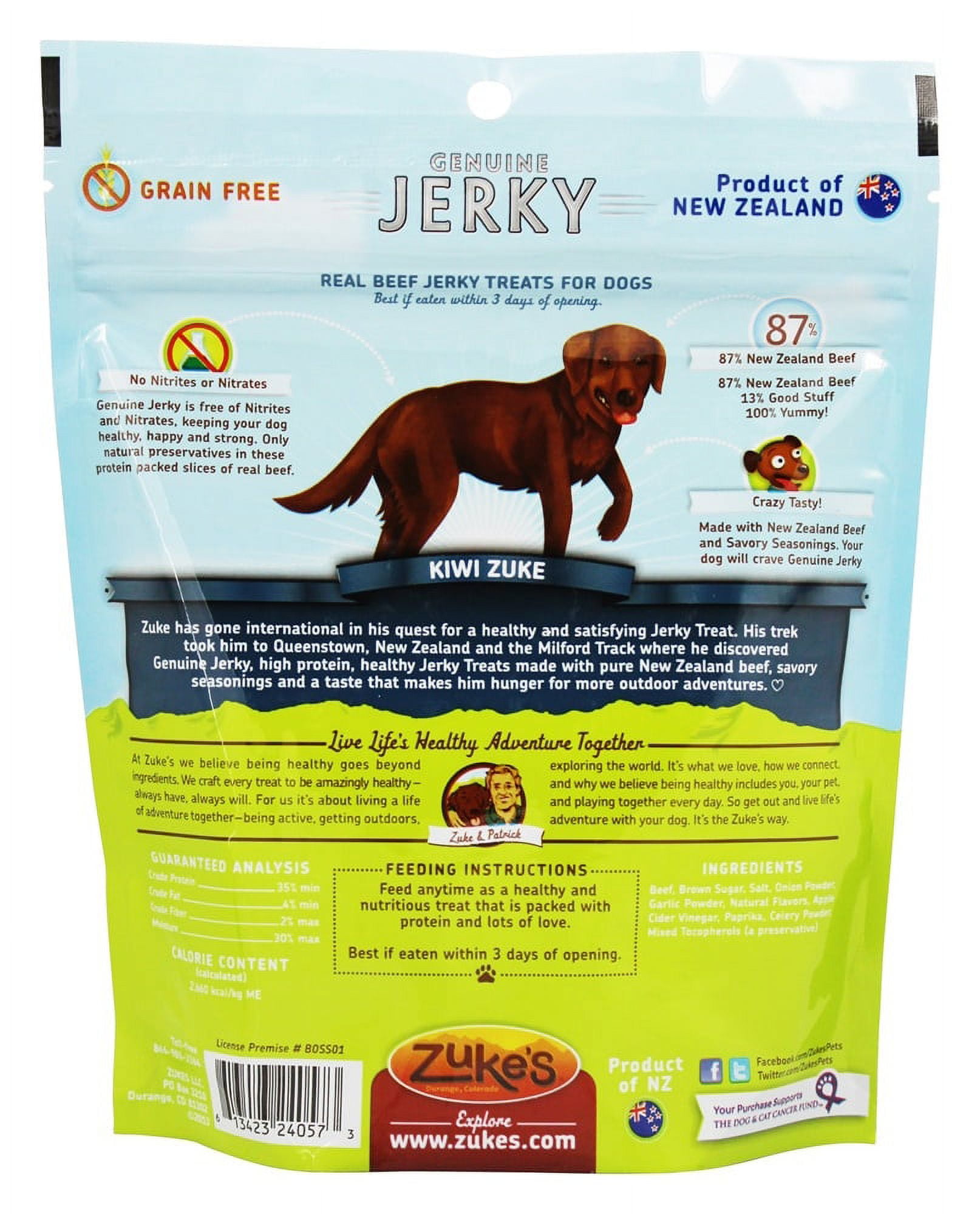 Zuke s Genuine Jerky Barbeque Beef 4 oz