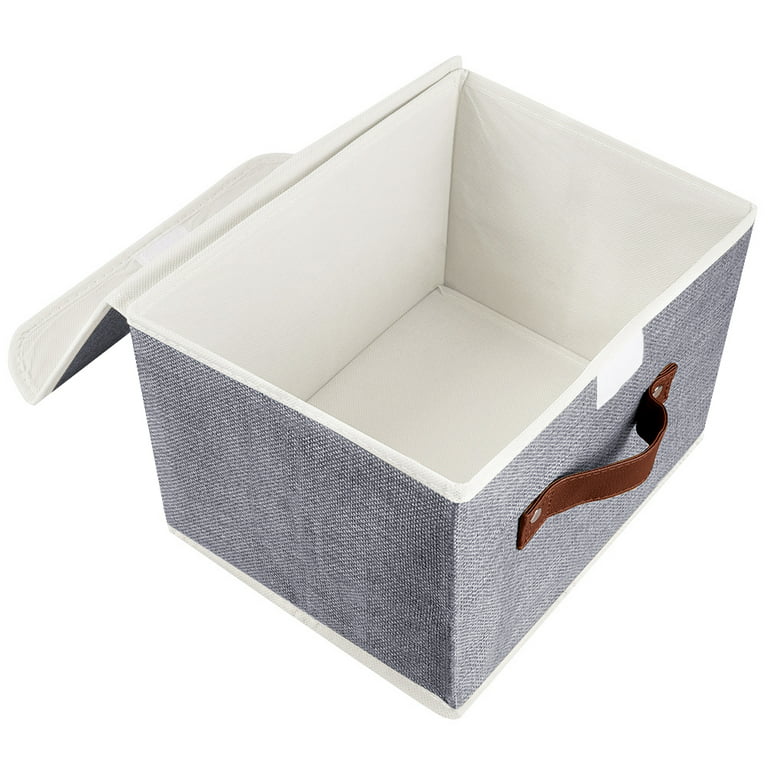 Ornavo Home 6-Pack Foldable Storage Box Bins Linen Fabric Shelf Basket Cube  with Leather Handles 6PK-BIN-LTHR-HDNL-13-GRAY - The Home Depot