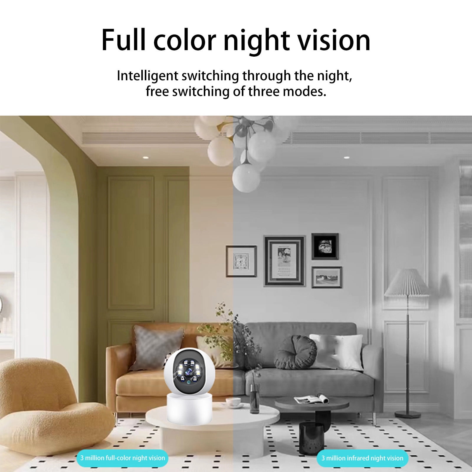 COM1950s Security Camera Indoor Wireless Indoor Security Camera 3Mp Wifi Camera for Home Security Smart Wifi Motion Detection Night Vision 2-Way Audio Security Camera Indoor/Outdoor Wireless