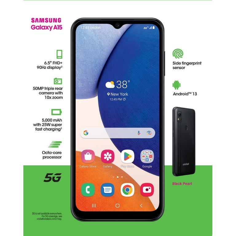 Cricket Wireless Samsung Galaxy A14 5G, 64GB, 6GB RAM, Black - Prepaid  Smartphone