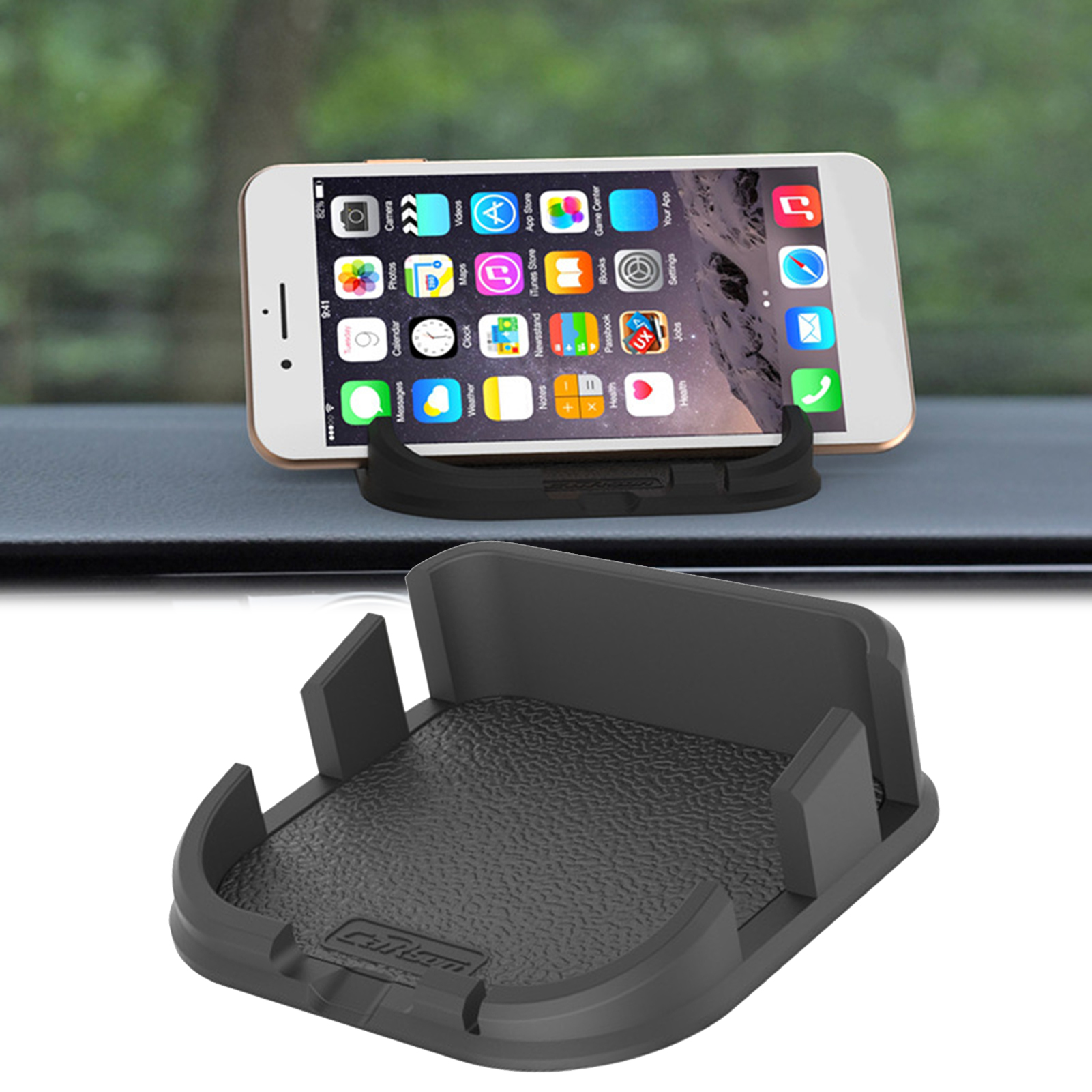 SPRING PARK Phone Mount Simple Style Antislip Black Silicone Car Pad
