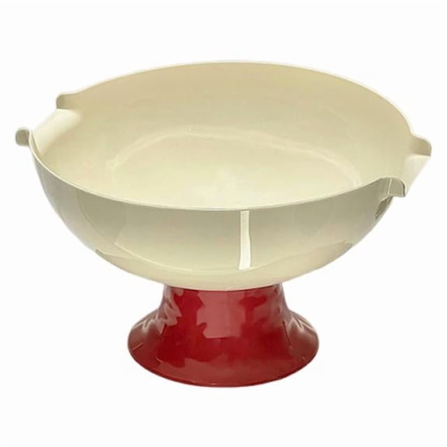 Frutero con pedestal, fuente para servir fruta con pie, moderno, desmontable y portátil. Rojo Blanco