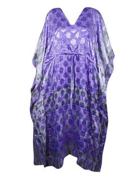 Mogul Women Kaftan Maxi Dress Purple Bohemian Printed MATERNITY Dresses Summer Resort Wear Beach Long Caftan 2X