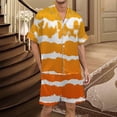 thumbnail image 2 of Men's Gradient Printed Satin Short Sleeve Button Up Pajama Loungewear Set for Comfortable Sleep and Relaxation at Home, 2 of 4