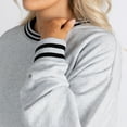 thumbnail image 5 of Women's Gameday Couture Ash/Black Denver Broncos Oversized Gridiron Drive Ringer Stripe Sweatshirt, 5 of 6