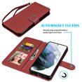 thumbnail image 4 of Takfox For Samsung Galaxy S22 / S22 Plus Wallet Case, With RFID Blocking Leather Credit Card Holder Slots Flip Folio Book [Detachable Magnetic] Case Shockproof Cover,Red, 4 of 7