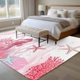 thumbnail image 4 of Pink Ocean Large Area Rugs 5x8 ft Seahorses Jellyfish Starfish Watercolor Coastal Washable Rug Non Slip Indoor Carpet Absorbent Floor Mat for Living Room Bedroom Dining Room, 4 of 9