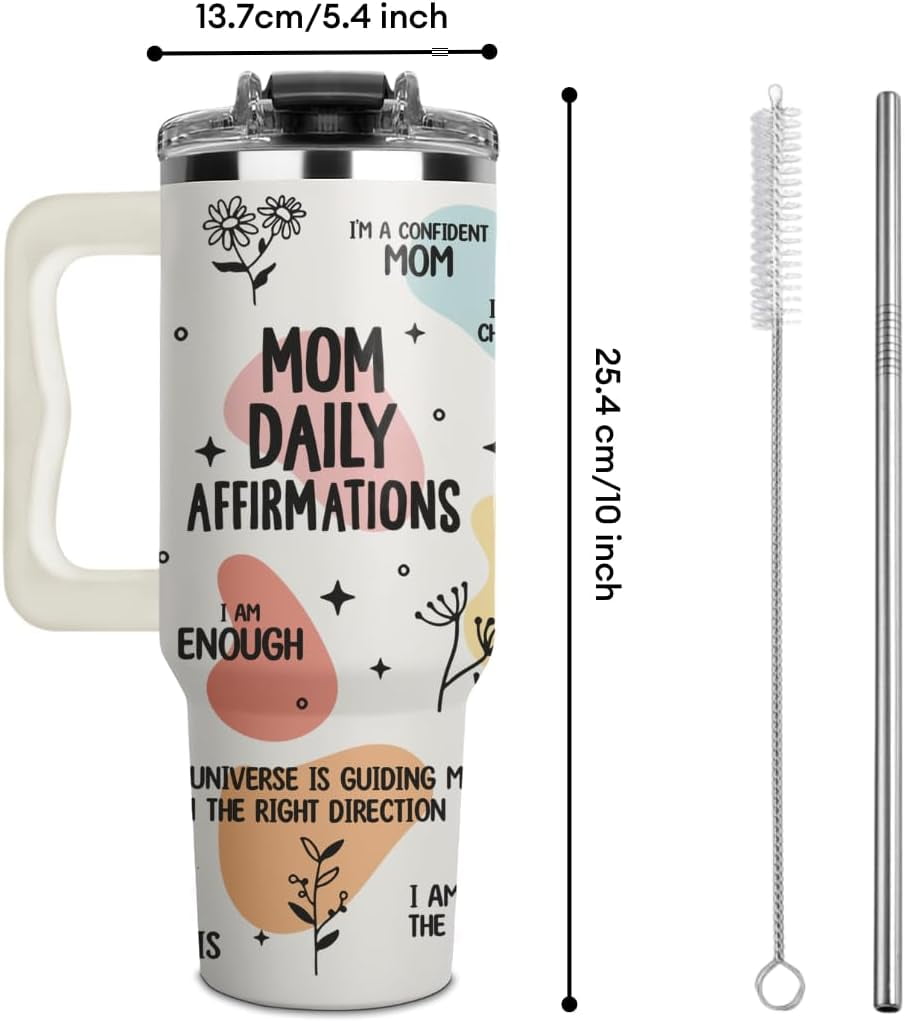 Christmas Gifts For Mom - Mom Daily Affirmations Tumbler 40Oz – Gifts for Mom''s Birthday, Mother''s Day, Momma Gifts from Daughters, Sons, Kids, Inspirational Mama Mug, Mommy Cup