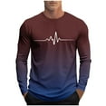 thumbnail image 2 of Fnnxeal Mens Graphic Shirts, Classic Crew Neck Fall Winter Casual Long Sleeve Wine Lightweight Shirts for Men Size 3XL, 2 of 5
