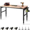 thumbnail image 2 of VEVOR Heavy-Duty A3 Steel Workbench with Hardwood Top, 220lbs Capacity, 1500W, 0.47" Thick, 1.5m Cable, 4 AC Outlets, 2 USB Ports, and 30 Hooks, 2 of 12