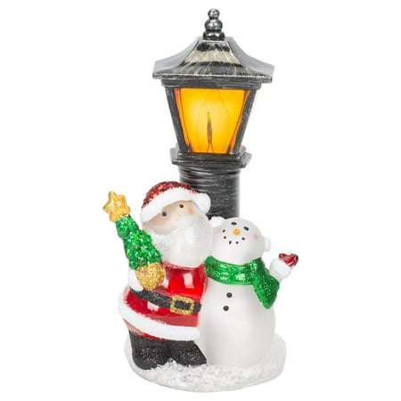 

7 Inch Acrylic Lamp Post Night Light - Santa and Snowman Decorative Night Light