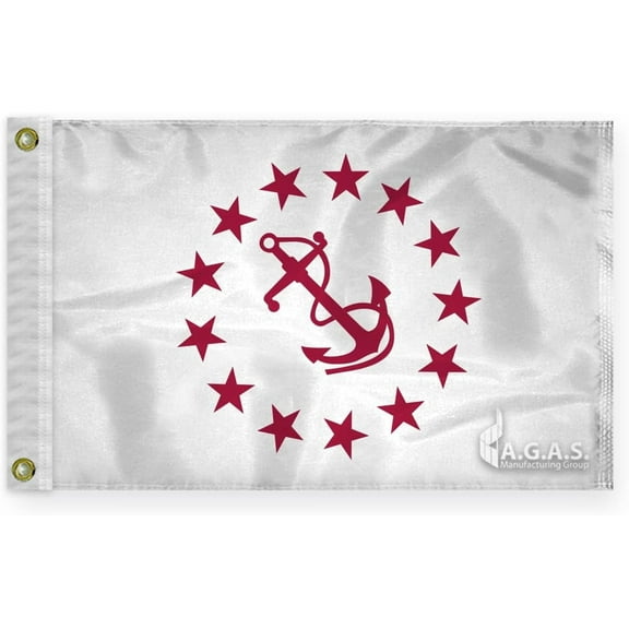 AGAS Rear Commodore Officers Flag - 12 x 18 Inch - Printed 200D Nylon - Double Stitched Edges - Brass Grommets Canvas Heading - Rear Commodore Yacht Club Officers Flag.