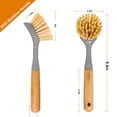 thumbnail image 4 of Juego de 2 cepillos para platos de cocina FunCee con mango de bambú, color blanco, 4 of 7
