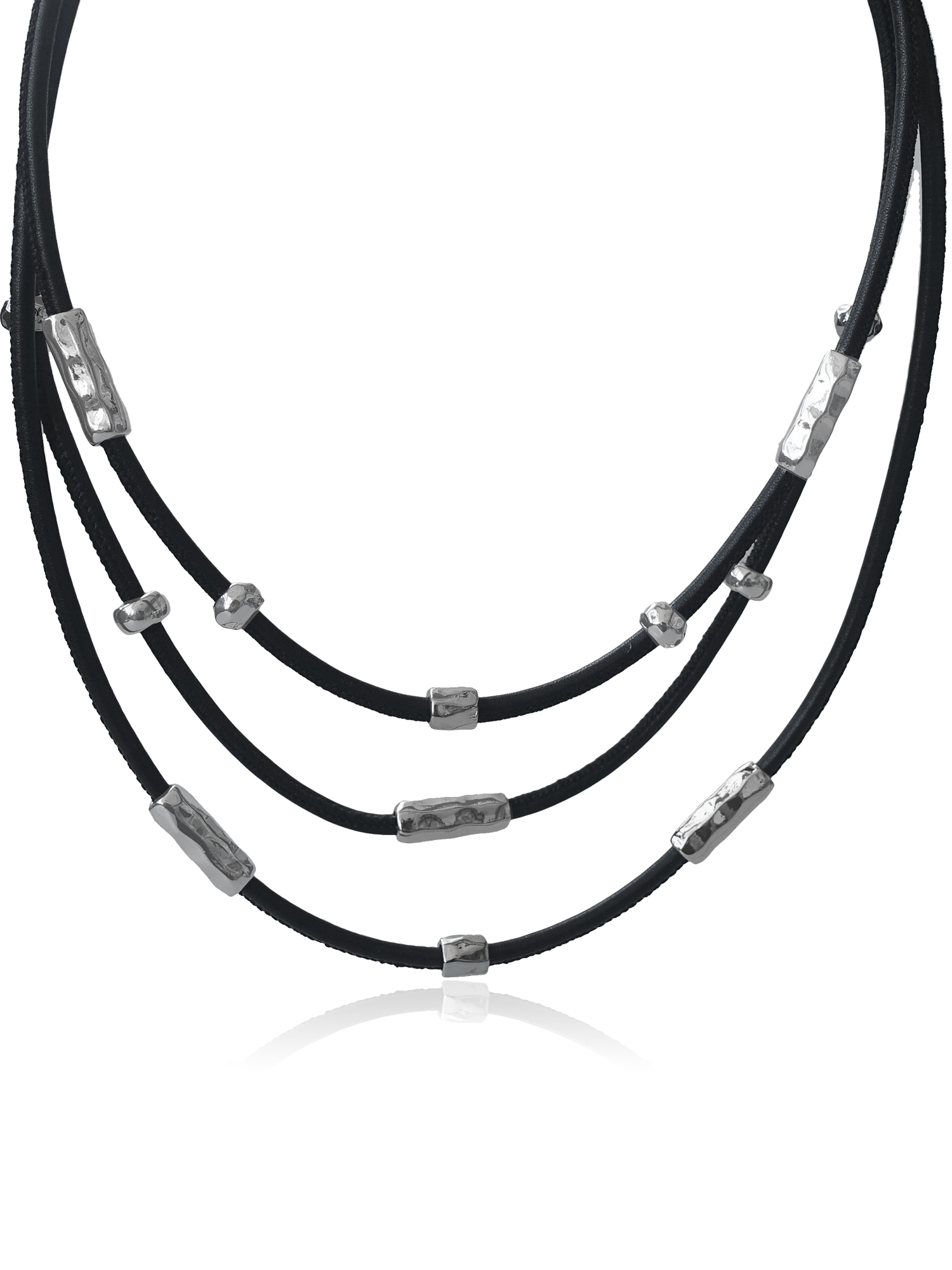 Time and Tru Women's Black Pu With Metal Beaded Layered In Gold Plated