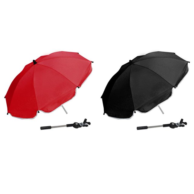 2x para cochecito parasol universal protección sor para cochecitos y carritos con soporte para universal, protección + toldo Rojo + negro Hugo paraguas de cochecito de bebés