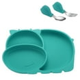 thumbnail image 2 of Silicone Baby Plate Set, Divided Baby Suction Plates with Spoon and Fork, 2 of 4