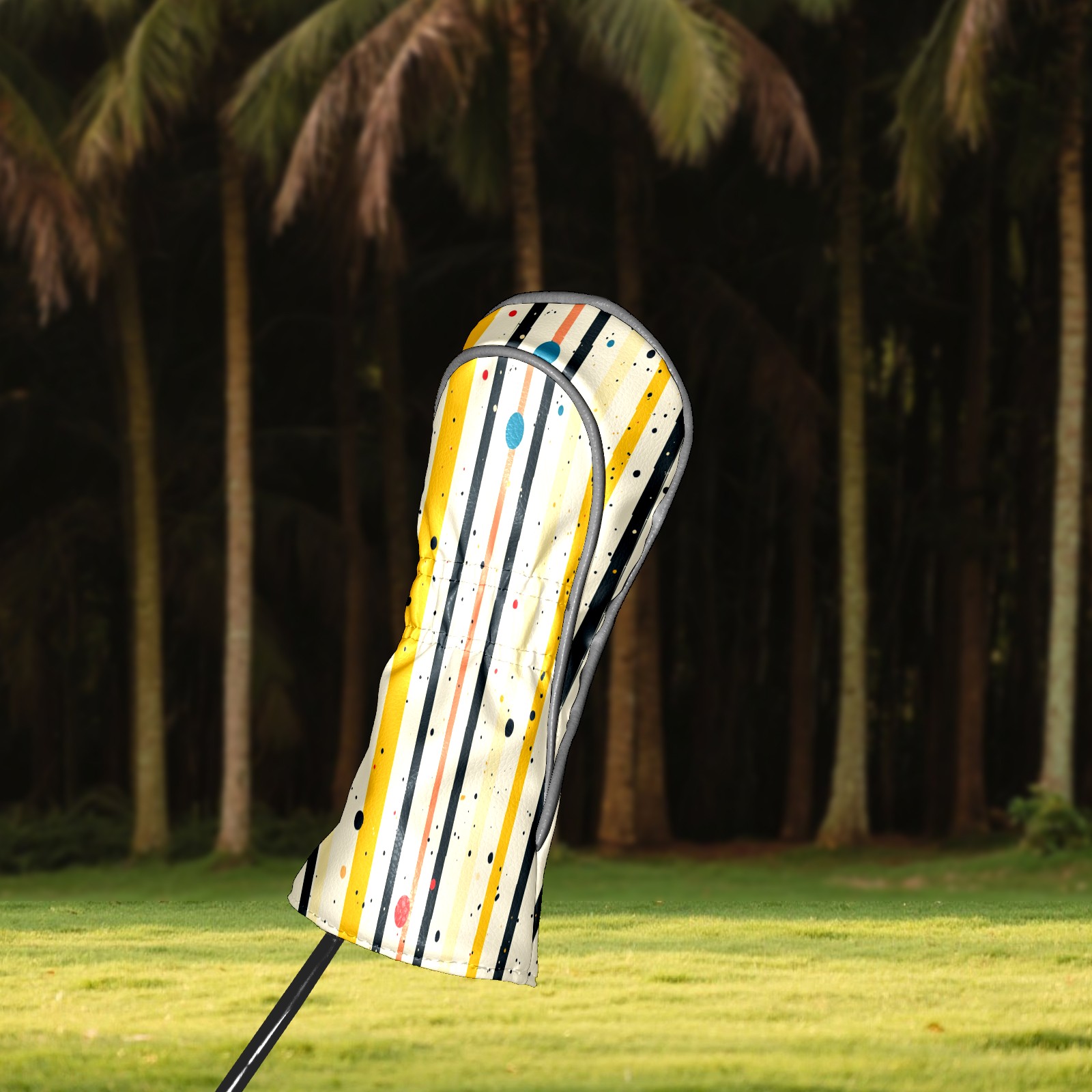Golf Club Covers PU Leather Waterproof Head Covers for Fairway Woods Hybrids Colorful Polka Dots