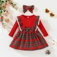 thumbnail image 3 of GYRATEDREAM Toddler Baby Christmas Little Girls Plaid Dress Long Sleeve Ruffle Princess Skirt with Headband 3 Months- 3 Years, 3 of 8