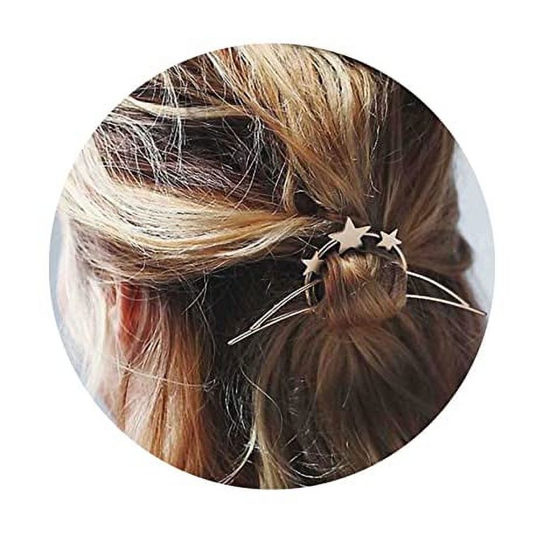 2PCS Circle Star Hair Clip Gold Hollow Circle Hairclips 