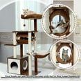 thumbnail image 3 of Pefilos 51" Cat Tree House for Indoor Cats Wall Cat Condo for Multiple Cats with Sisal-Covered Scratching Posts and Cooling mat for Kitten Light Cat Trees and Towers for Large Cats, Brown, 3 of 8