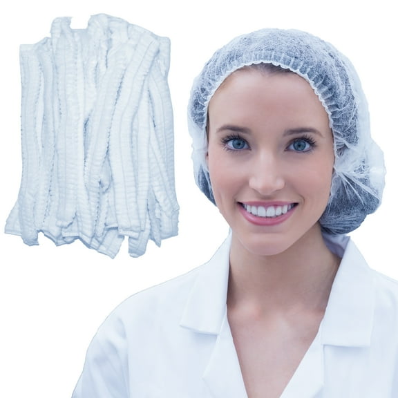 100 Pcs - Pentagon Safety White Disposable Bouffant Hair Nets/Caps