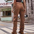thumbnail image 5 of Sngxgn Plus Size Cargo Lounge Pants for Women Casual Wide Leg Pants with Pockets(Brown,L), 5 of 7