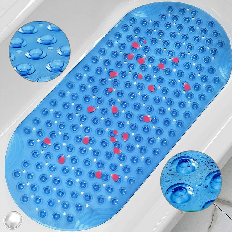 Templeton Home Square Shower Stall Mat, Center Cut Hole, Non Slip Texture, Suction Cups