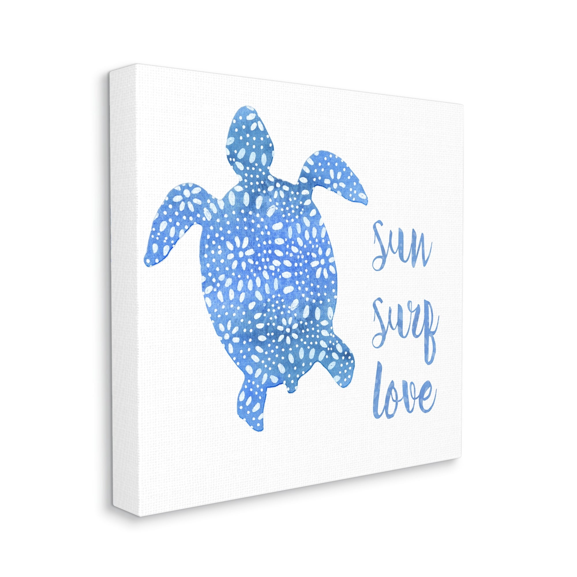 Stupell Industries Patterned Blue Sea Turtle Beach Phrase Calligraphy Painting Gallery Wrapped Canvas Print Wall Art, Design by Jackie Decker