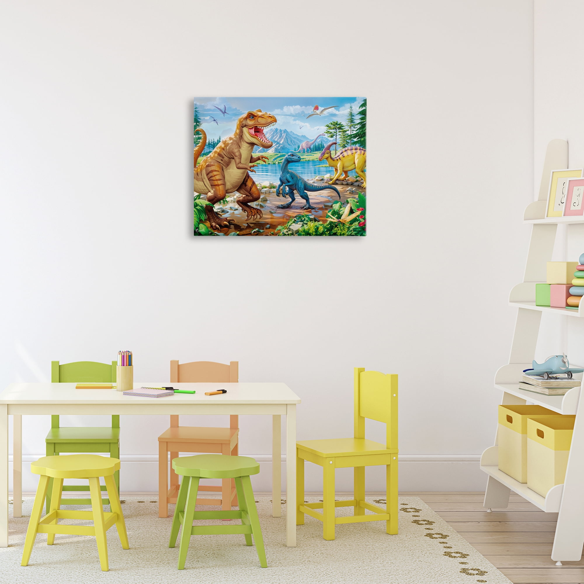 Stupell Industries Lush Jurassic Lakeside Canvas Wall Art, design by Henriette Chinaglia