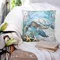 thumbnail image 4 of Sea Turtle Coastal Throw Pillow Covers, Soft Pillowcases with Invisible Zipper, Summer Beach Teal Coral Starfish Decorative Square Pillow Cushion Covers for Living Room Couch Sofa Bed 20x20 Inches, 4 of 8