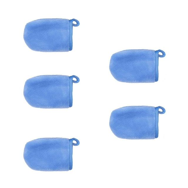 Nvzi Guantes desmaquilladores reutilizables, guantes de limpieza facial, almohadillas limpiadoras suaves, herramientas de limpieza profunda para el cuidado de la piel, 5 piezas (azul oscuro)