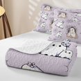 thumbnail image 4 of Homewish Cute Spooky Animal Quilt Full for Girls, Halloween Ghost Full Bedspread Sets, Lilac White, 3pcs 1 Bedspread and 2 Pillowcases, 4 of 7