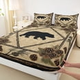 thumbnail image 3 of Homewish Rustic Bear Print Full Size Sheets for Men, Jungle Plant Botanical Bed Sheets, Hippie Western Animal Sheet Sets, Lightweight Room Decor, 4-Piece, 3 of 7