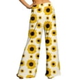thumbnail image 4 of Women Daisy Flowers Printed Elastic High Waist Wide Leg Yoga Pants, 4 of 5