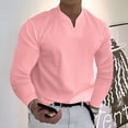 thumbnail image 2 of Men's Casual Solid Color V-Neck Gentleman's Business Long Sleeve T-Shirt M, 2 of 5