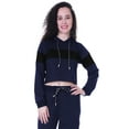 thumbnail image 3 of Moomaya Color Block Crop Hoodie Drawstring Pullover Casual Sports Jacket For Women-14, 3 of 7