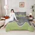 thumbnail image 4 of Homewish Fashion Abstract Artwork Full Size Comforter Sets, Chic Stripe Waves Bedding Comforter Set, Teens Adult Men Women Reversible Bedding Sets, Super Cozy Room Decor, 3-Piece, 4 of 8