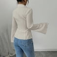 thumbnail image 4 of Tops for Women Trendy Short Sleeve Cotton Linen Button Down Loose Summer Blouses Business Casual Tops for Women bovemsi, 4 of 6