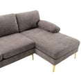 thumbnail image 3 of Sectional Sofa Couch, U-Shape Upholstered Couch with Double Extra Wide Chaise Lounge Couch, Accent Sofa with Armests and Metal Legs Sectional Sofa for Living Room Home Furniture, Grey, 3 of 7