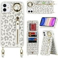 thumbnail image 6 of iPhone 11 Case for Women with Card Holder, iPhone 11 Phone Case Wallet with Strap,Crossbody Lanyard Cases with Credit Card Slots Kickstand with Ring Holder Stand Case,6.1 Inch,White Leopard, 6 of 9