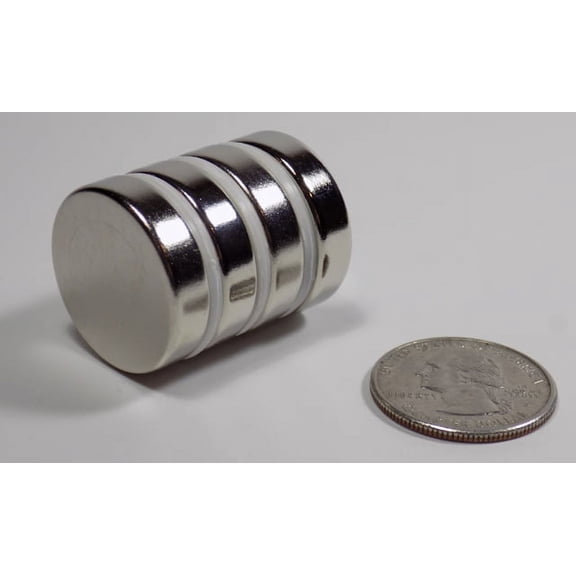 Neodymium Disc Magnets 1" x 1/4" N52 Set of 4