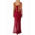 thumbnail image 2 of Women'S One Shoulder Halter Maxi Dress Elegant Ruffled O-Ring Sleeveless Evening Gown Long Cocktail Dress Wine Red L, 2 of 5