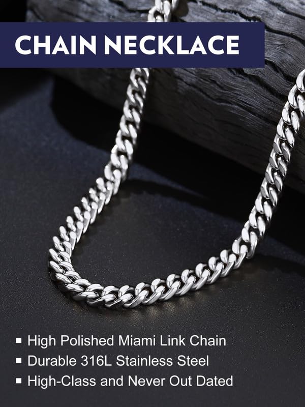 Bandmax 7mm Stainless Steel Cuban Link Chain Necklace photo 7