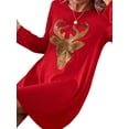 thumbnail image 4 of hirigin Christmas Dresses for Women Ugly Christmas Print Long Sleeve Crewneck Mini Dress Flowy Swing A-Line Tunic Party Dress (red Golden, M), 4 of 9